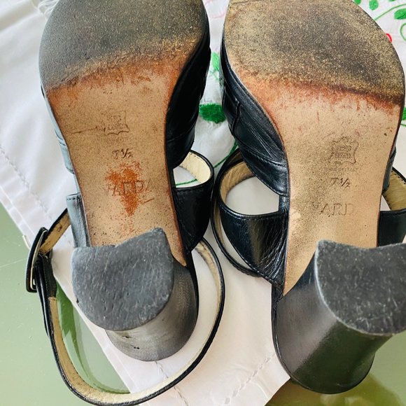 30 year old Vintage Varda Black Open Toe Strappy/Chunky Heels in Good Condtion - Picture 10 of 16